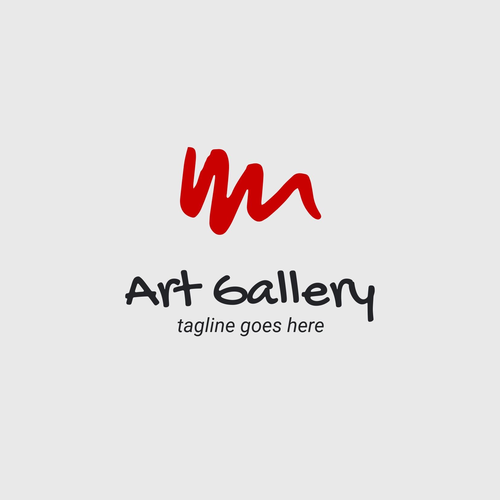 Logotipo de la galería de arte con pincelada roja - Gochi Hand es una fuente expresiva que imita la escritura de una adolescente - Imagen