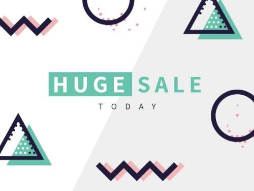 „Huge Sale Today“-Titel auf abstraktem Hintergrund – Memphis-Design hat dieses Jahr nicht an Popularität verloren – Bild