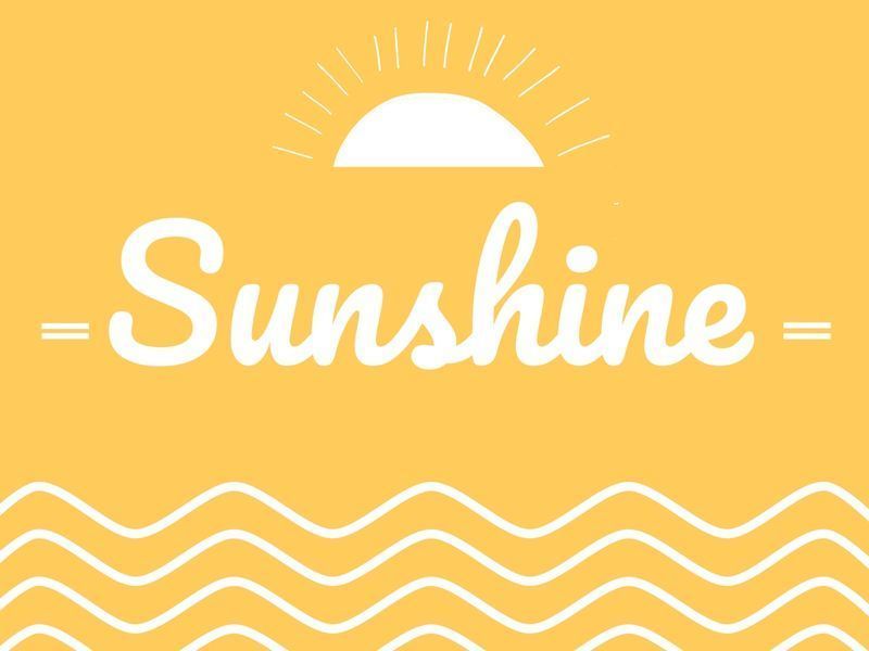 Wort „Sunshine“ mit abstrakter Sonne und Meereswellen – Die Serifenschriftfamilie wird wachsen – Bild