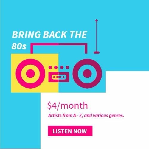 Minimalistischer Kassettenrecorder mit dem Titel „Bring Back the 80s“ – Leuchtende Farben und ausgefallene Formen, die an den Stil der 80er und 90er Jahre erinnern, bleiben auch 2019 beliebt – Bild