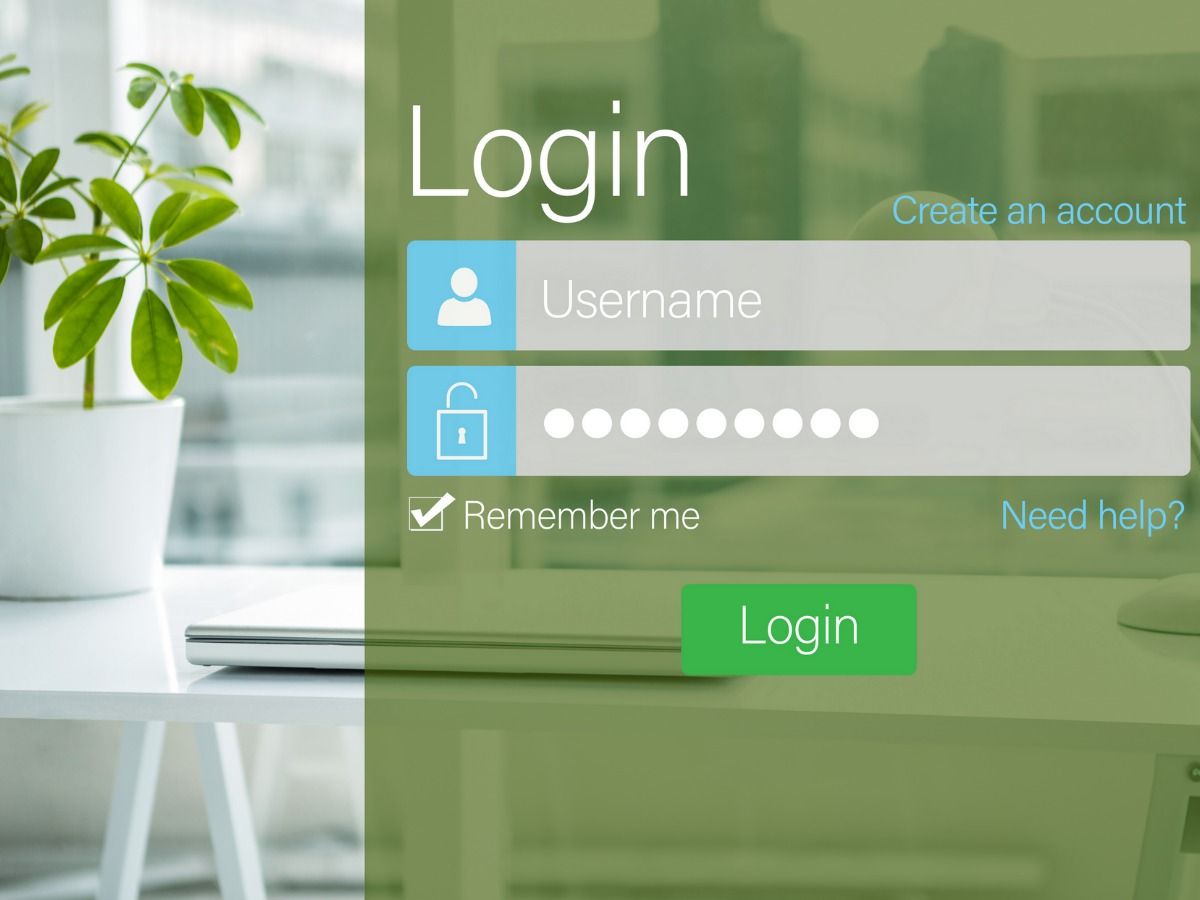 Green and white log in form page - Types of graphic design: User inteface - Image
