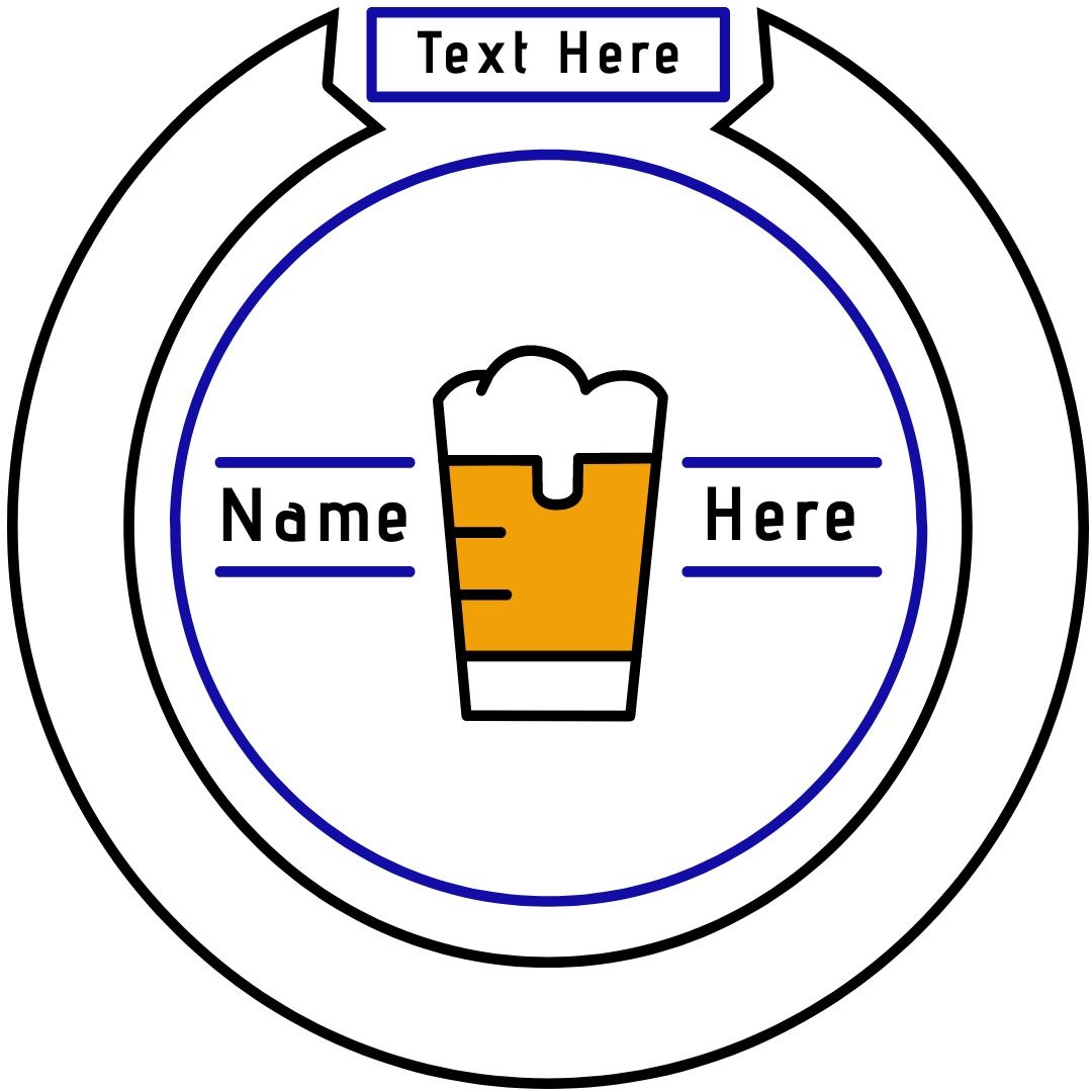Editable simple line design with a pop of color circular beer logo - Editable beer logos with popping colors - Image