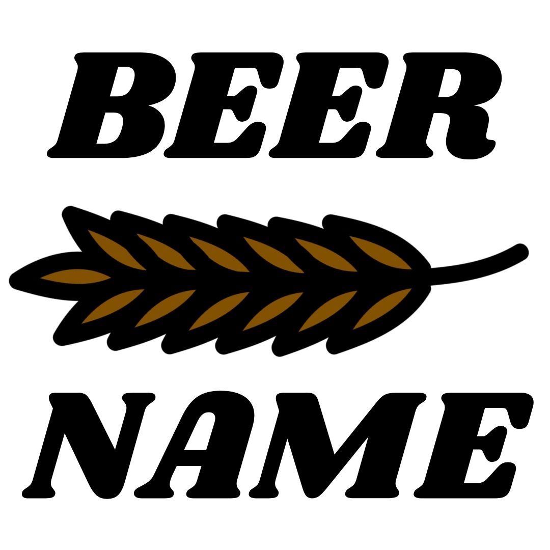 Logotipo de cerveza tipográfico en bloque editable con icono de trigo en el centro