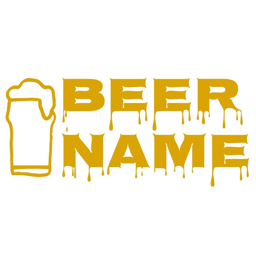 Diseño de logotipo de cerveza tipográfico dorado que gotea editable con un icono de cerveza