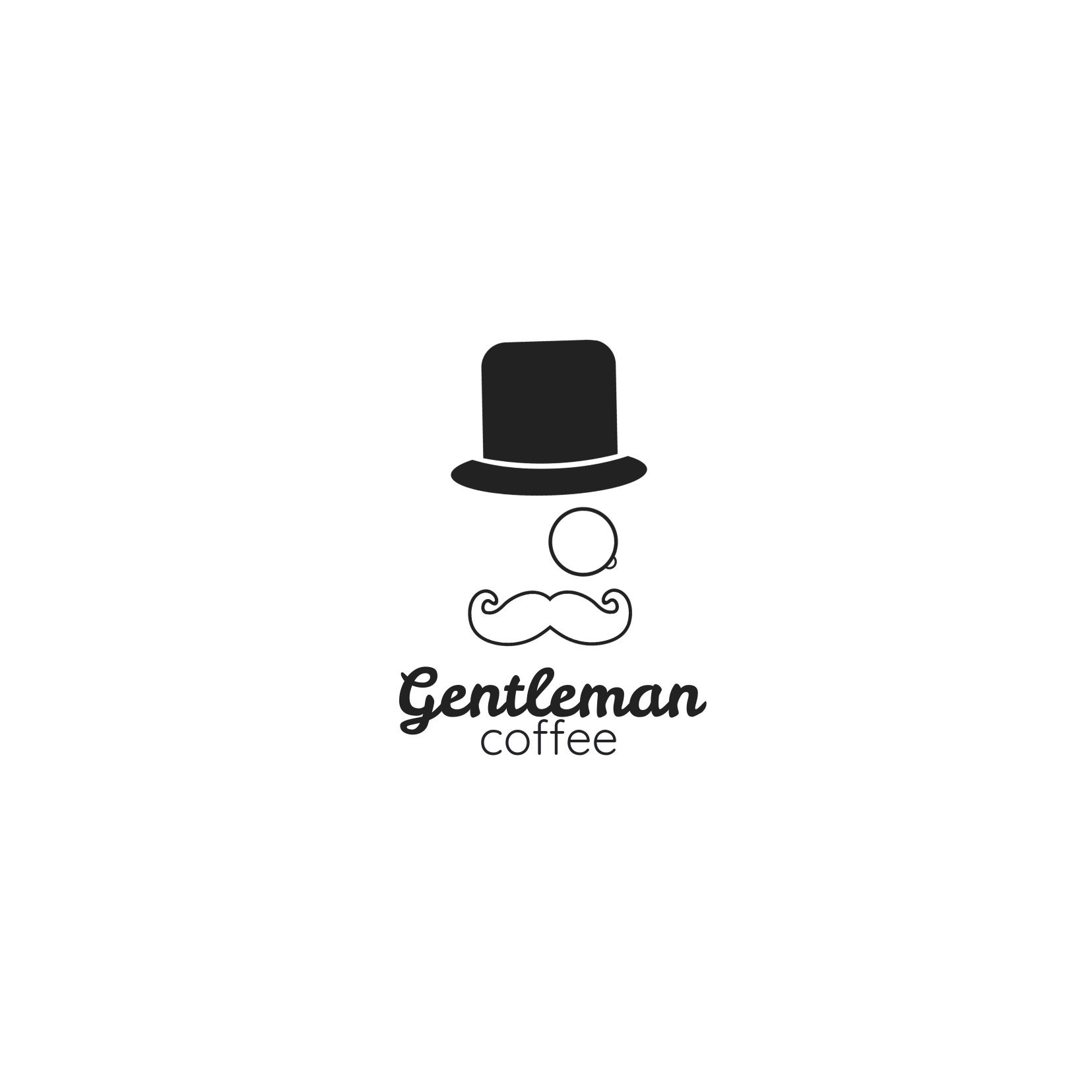 Logotipo de cobertizo de café para caballeros con un dibujo del contorno de un monóculo, un cilindro y un bigote: Leckerli One es una fuente adecuada que le dará a su logotipo un aspecto más despreocupado y divertido. Imagen