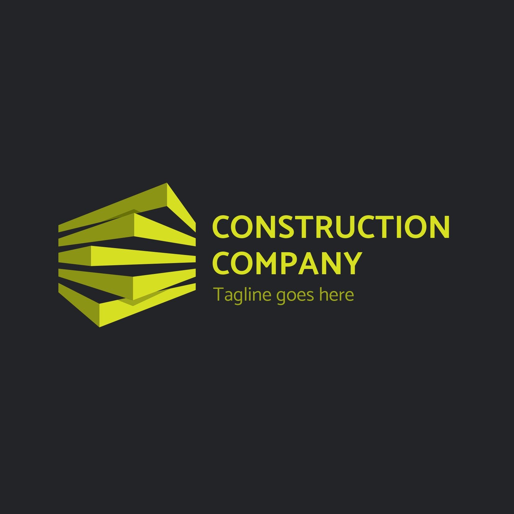 Logotipo de la empresa de construcción cúbica con texto verde brillante sobre fondo oscuro - La versatilidad de la fuente Catamaran - Imagen