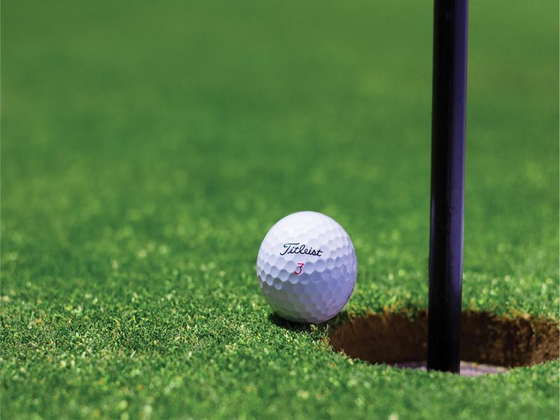 Golf ball overhangs the hole - A golf-themed birthday party is a fun, full-day activity - Image