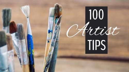 Paint brushes and '100 artist tips' as a title - Browse templates - Image