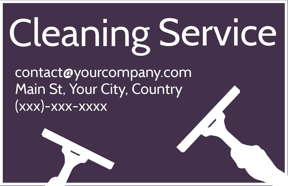 Maroon cleaning service business card with cleaning icons - Use Design Wizard's business card templates to create the perfect business card - Image