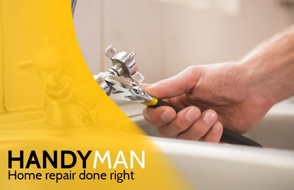 Handy man business card with image of a man fixing a sink - How to come up with a classic square business card design - Image