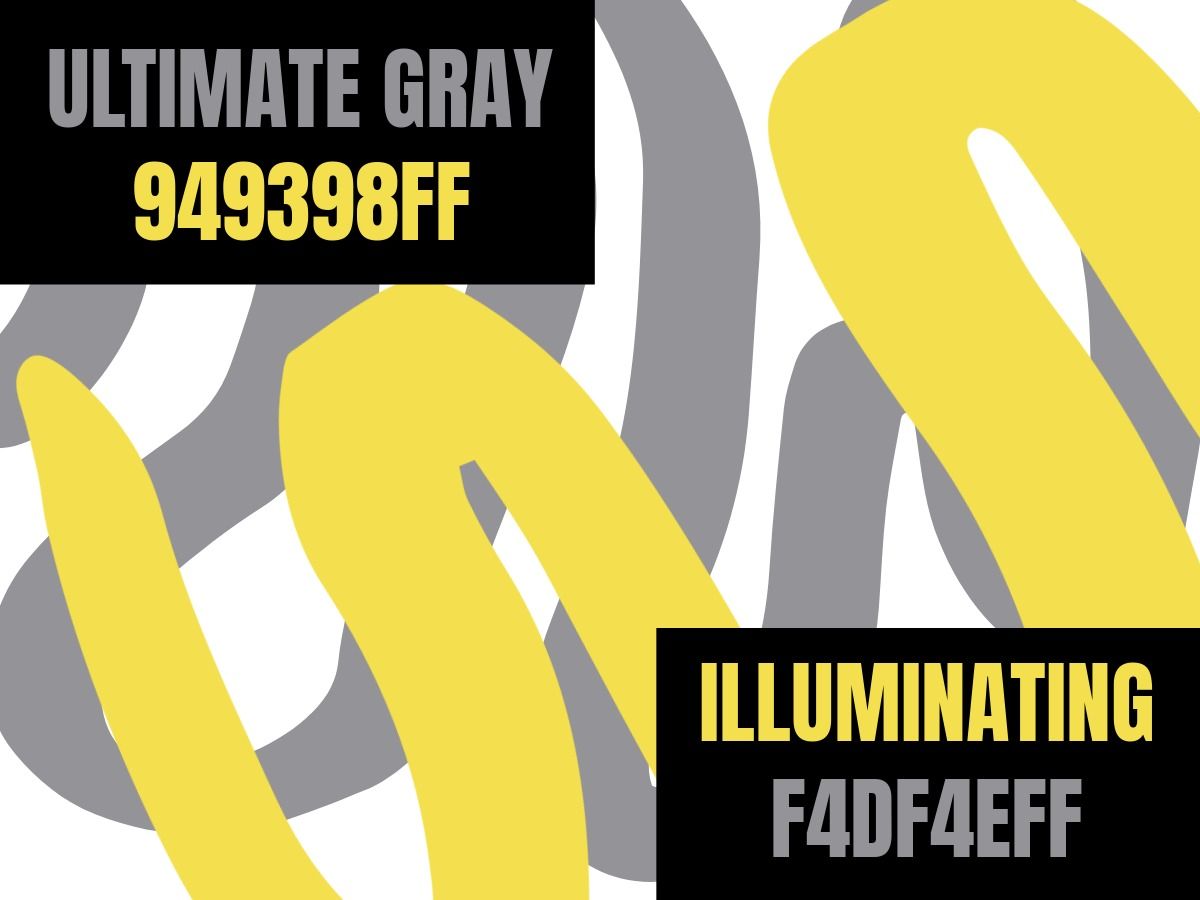 Combinação de cores Pantone de Ultimate Gray (949398FF) e Illuminating (F4DF4EFF)