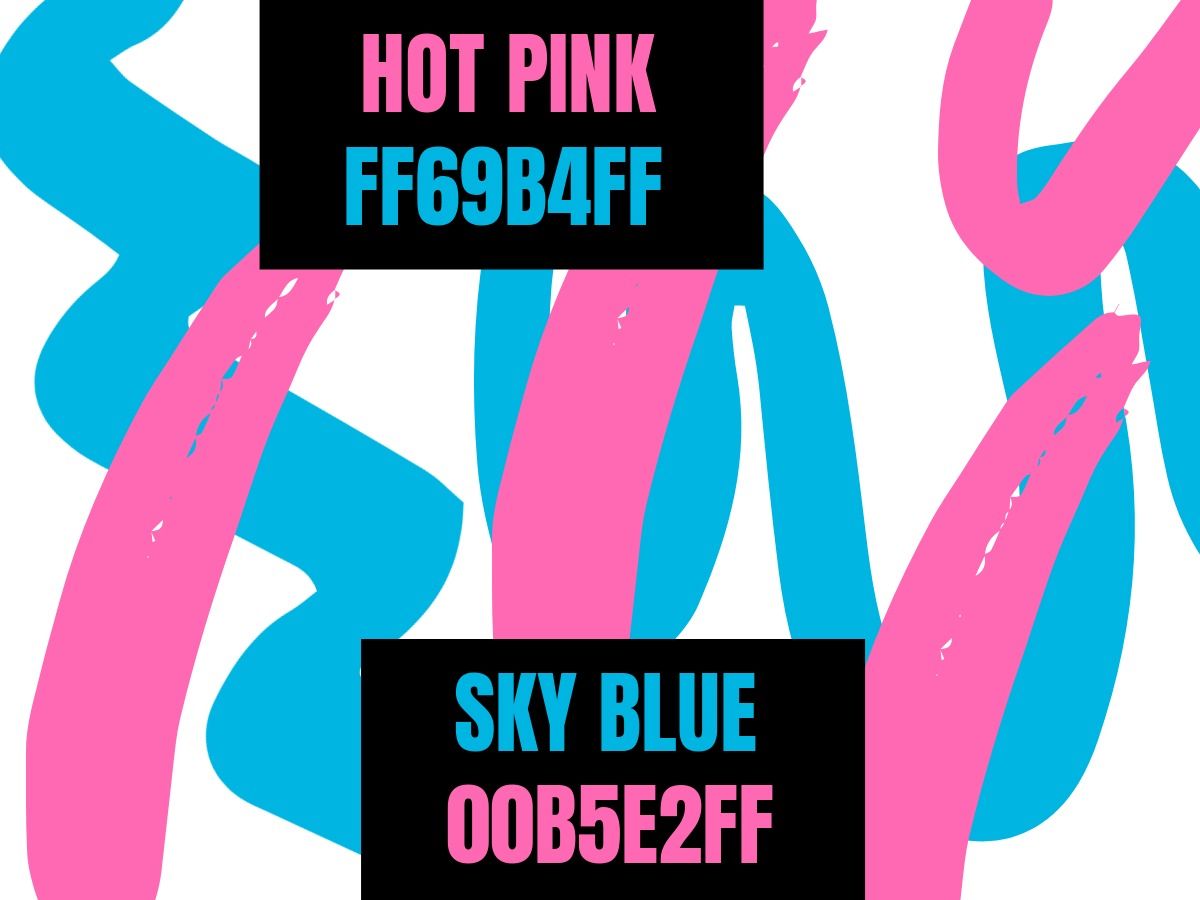 Combinaison de couleurs Traits de rose vif (FF69B4FF) et bleu ciel (00B5E2FF) - Symbolisme des couleurs - Image