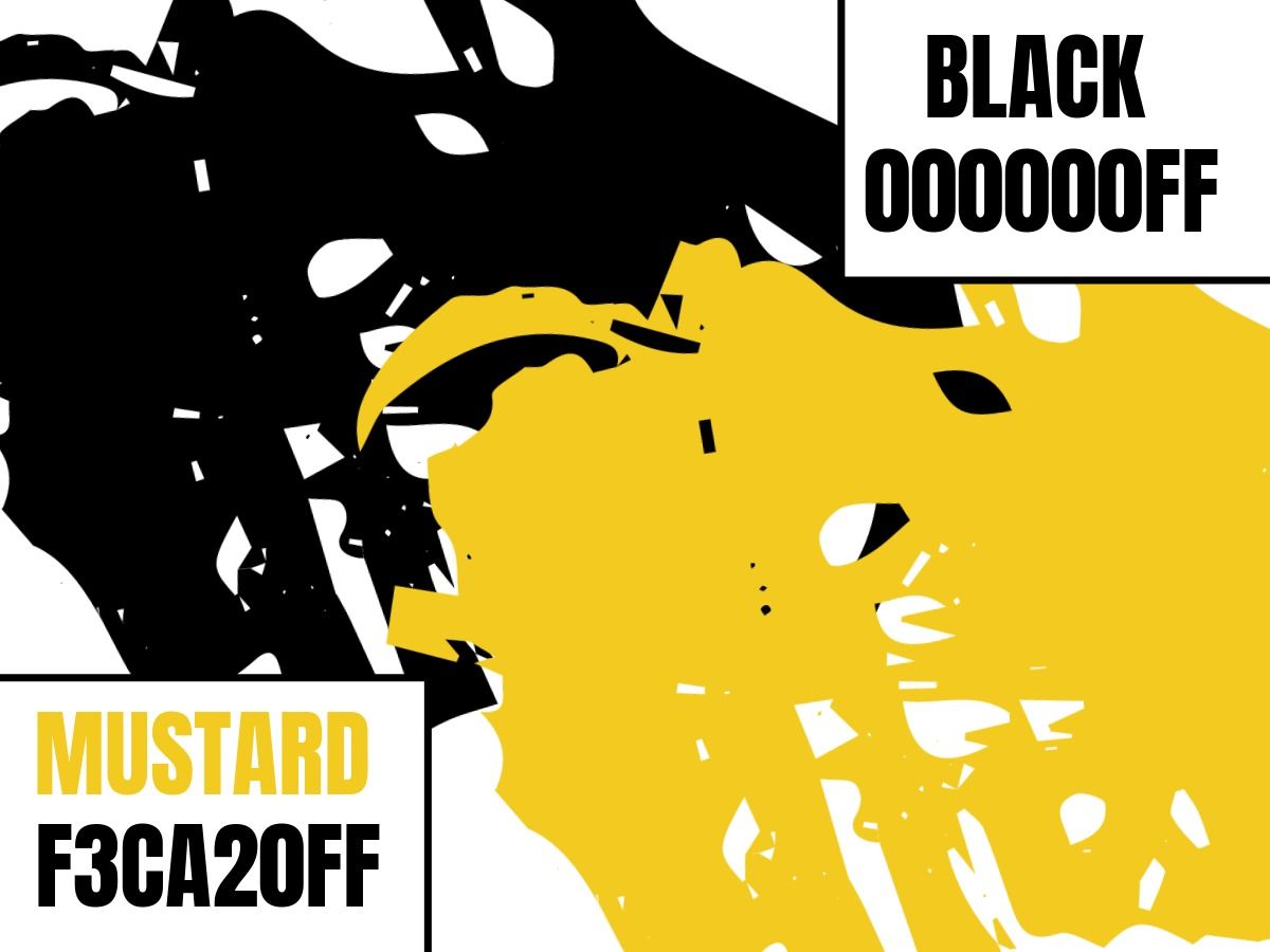 Traços de combinação de cores de mostarda (F3CA20FF) e preto (000000FF)