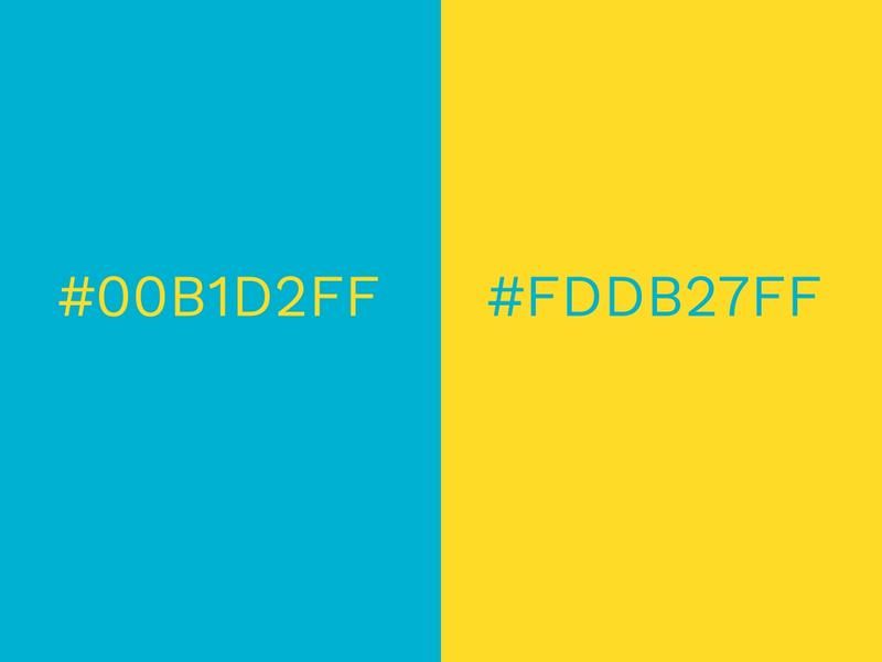 Combinaciones de colores Blue Atoll y Vibrant Yellow
