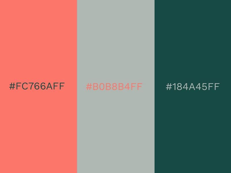 Living Coral, Storm Gray and Forest Biome color combinations - 80 attractive color combinations to try - Image