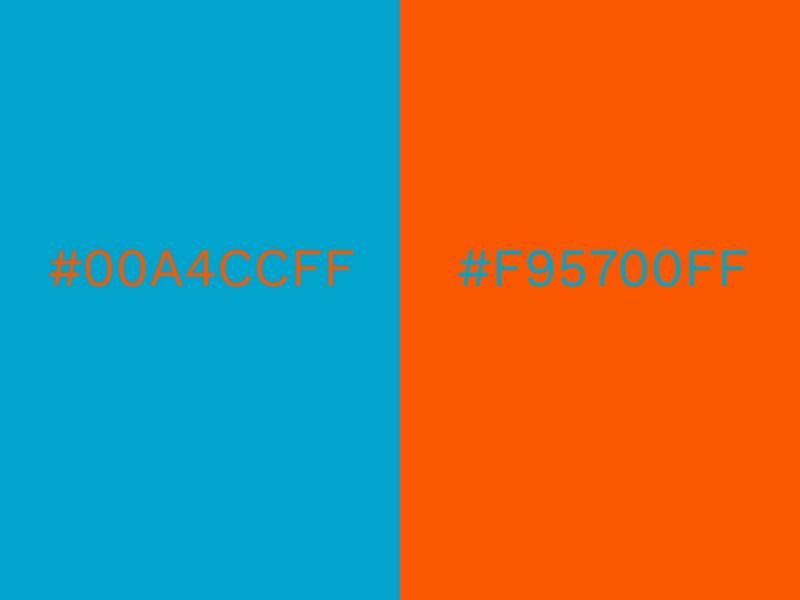 Combinaciones de azul y naranja.