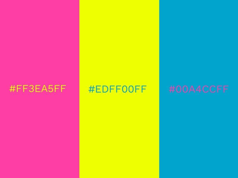 Farbkombinationen: Knockout Pink, Safety Yellow und Out of the Blue