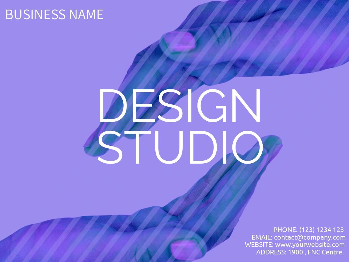 Design de mãos de estúdio de design roxo