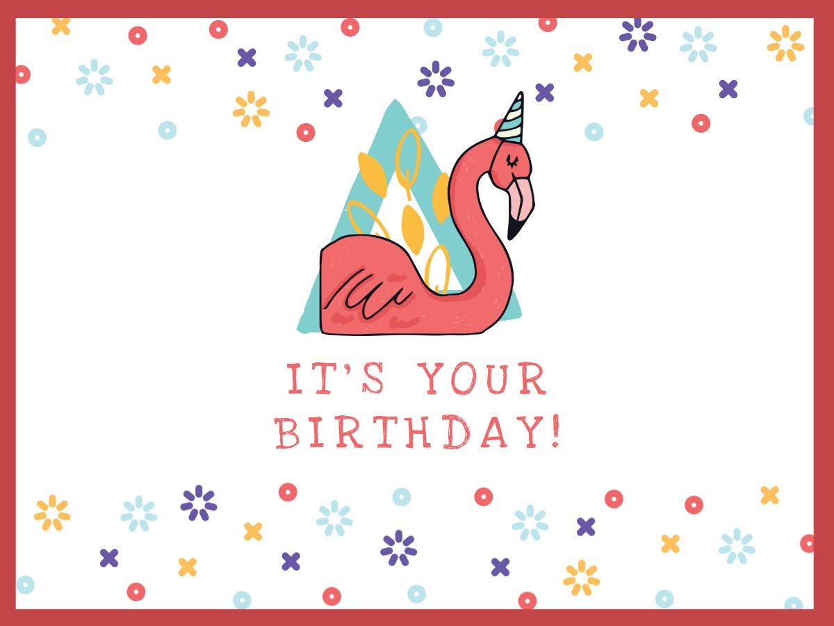 design de cartão de aniversário do flamingo