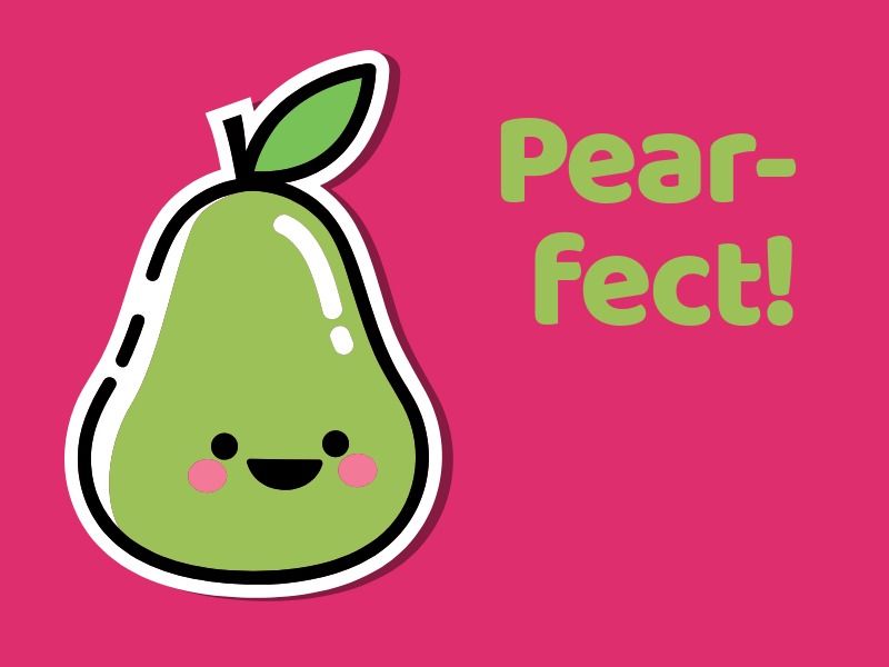 Pear pun with a smiling pear character - Creating diverse content: The key to effective digital marketing - Image