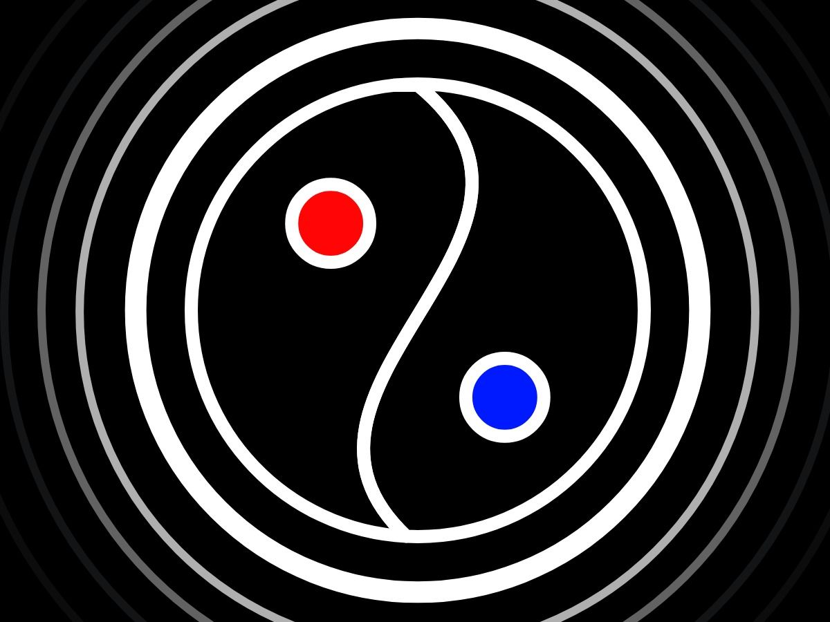 símbolo yin e yang com contornos esmaecidos