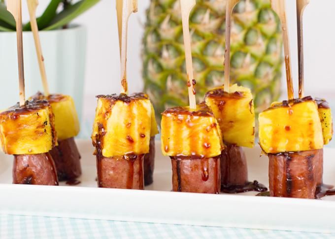 Sausage and pineapple party bites - 80 Creative and inspiring engagement party ideas - Image