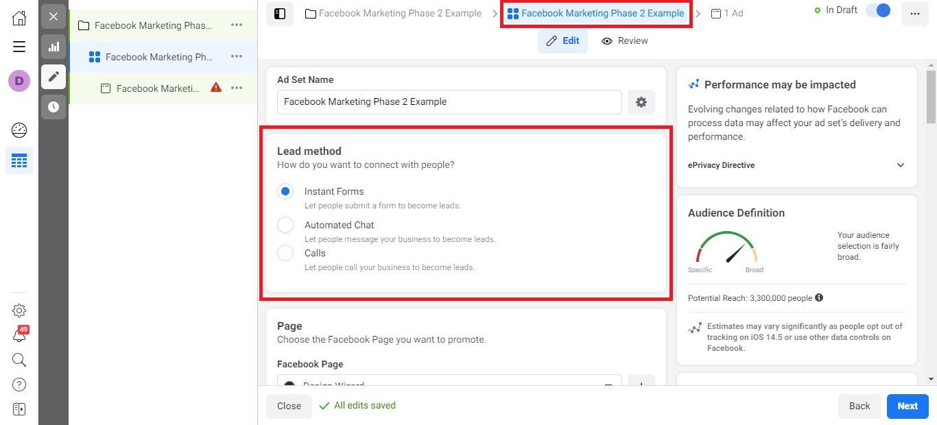 Facebook Lead Ads step 1 - Facebook marketing: A comprehensive guide on how to effectively use Facebook for business - Image