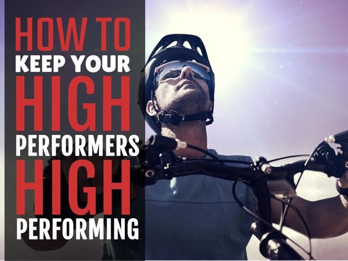Cyclist in a helmet and cycling sunglasses and a caption How To Keep Your High Performers High Performing - Amazing Facebook post ideas for businesses - Image