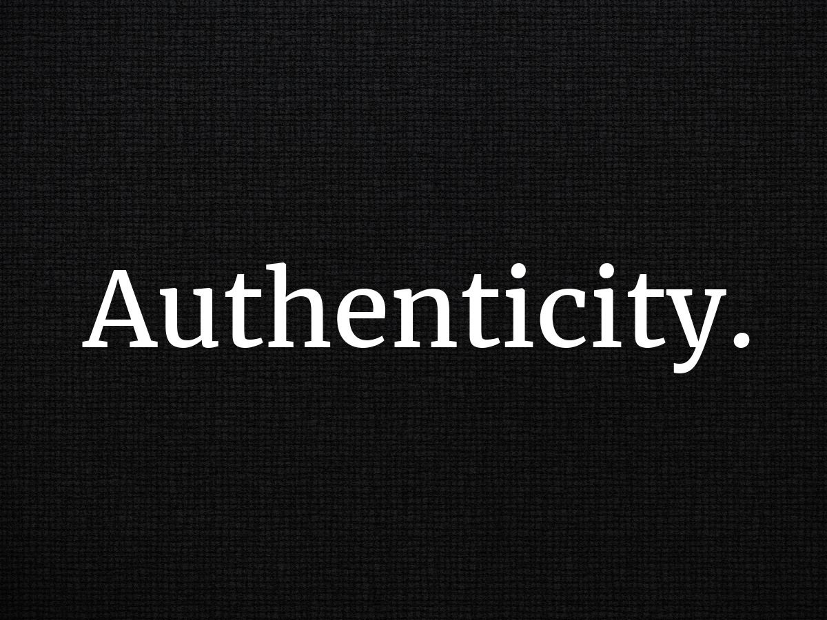 Authenticity in white text with black background - The biggest trends in graphic design - Image