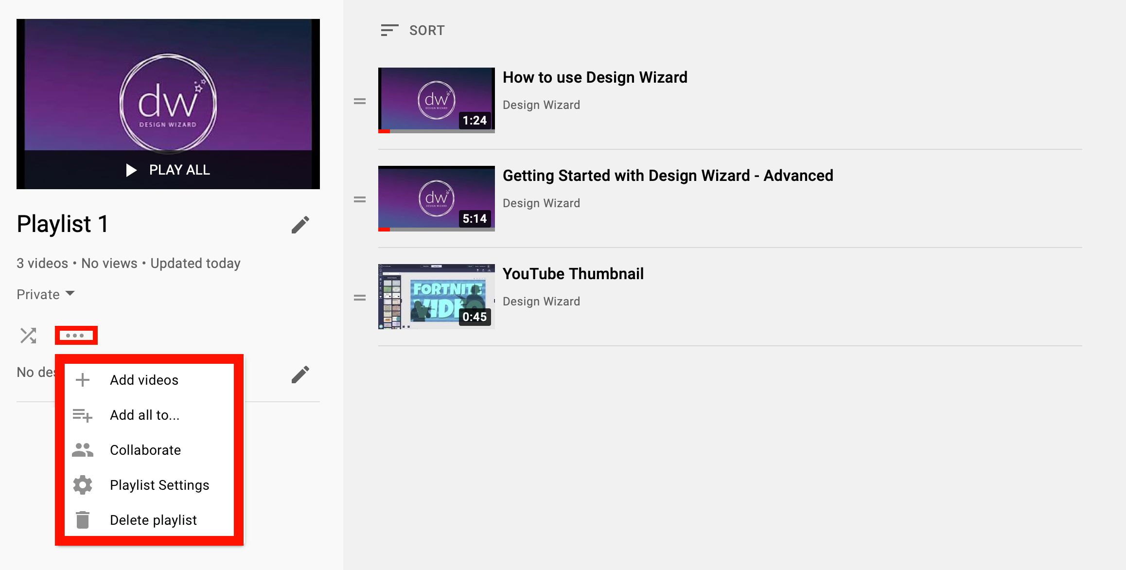 YouTube playlist settings menu - A guide to creating well-structured YouTube playlists: A step-by-step beginners guide - Image