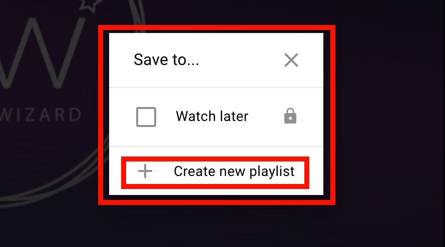 YouTube 'Create new playlist' highlighted in red - A guide to creating well-structured YouTube playlists: A step-by-step beginners guide - Image