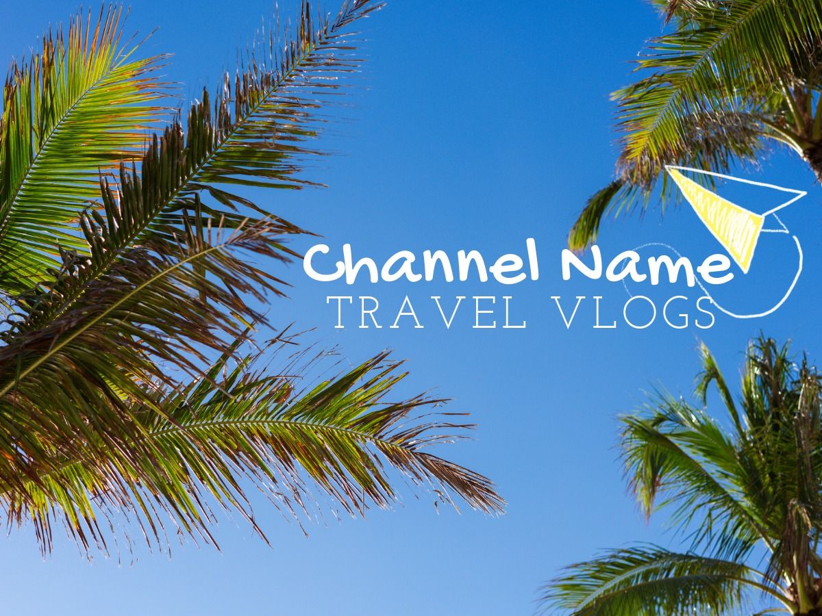 Cielo azul y palmeras para una portada de vlogs de viajes