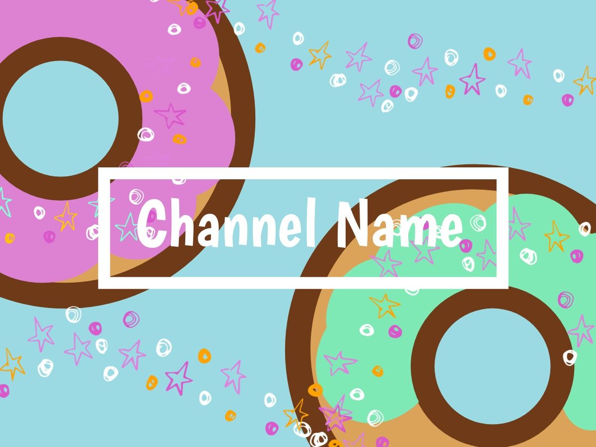 Erstellen eines YouTube-Kanals: Kanalname und farbenfrohe Donuts-Grafiken