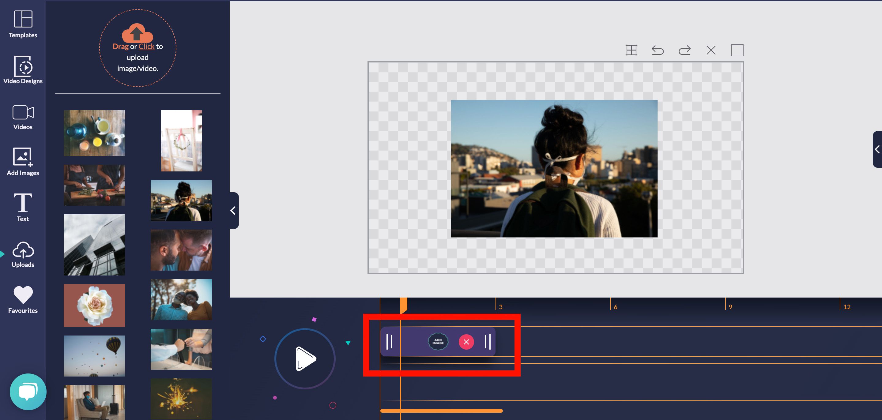Screenshot of an image of a woman over the shoulder placed in editor - Step-by-step guide on how to make a video from photos with the Design Wizard - Image