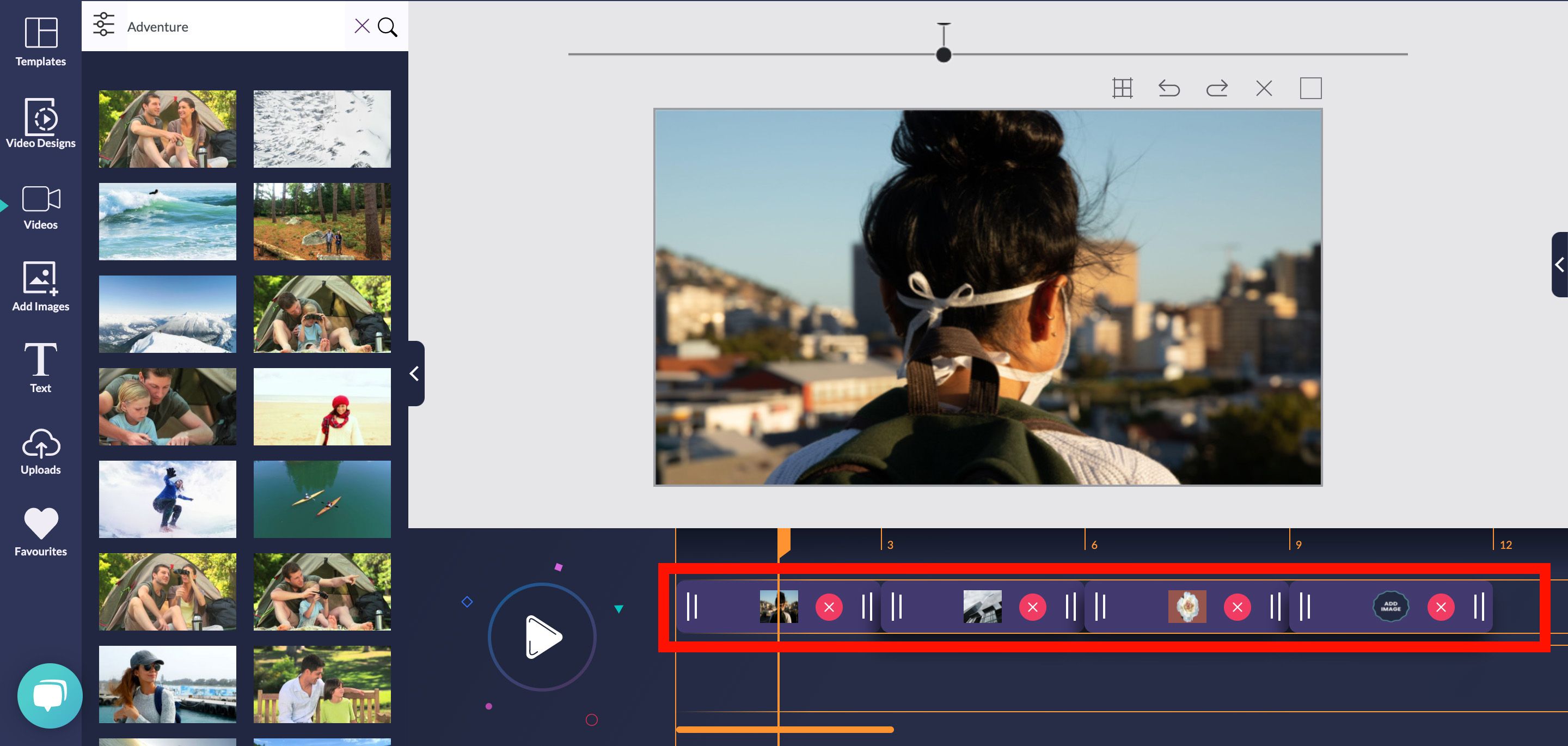  - Step-by-step guide on how to make a video from photos with the Design Wizard - ImageScreenshot of multiple photos placed on the timeline