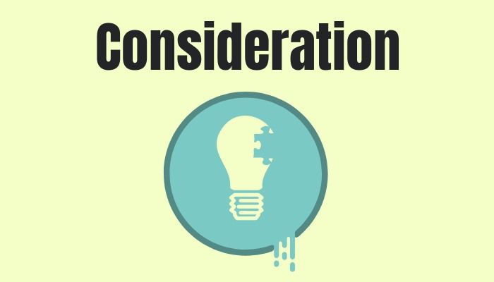 Light bulb symbol and "consideration" on a yellow background - Understanding the marketing funnel concept: A step-by-step guide to engage your customers - Image