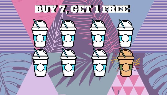 Symbols of seven drinks and the eighth one is colored because it is a "buy 7, get 1 free" ad - Understanding the marketing funnel concept: A step-by-step guide to engage your customers - Image