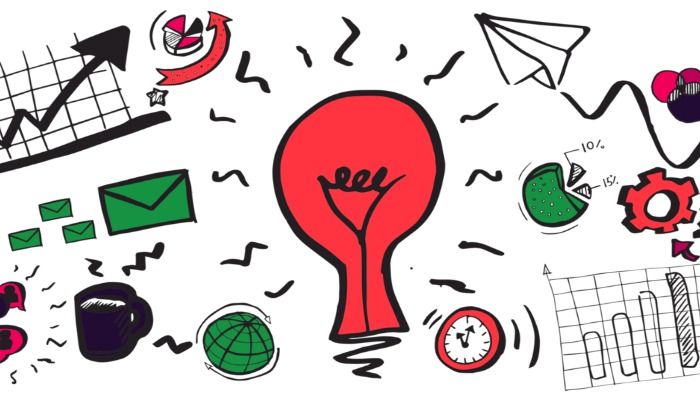 Red light bulb in the center surrounded by other symbols - Understanding the marketing funnel concept: A step-by-step guide to engage your customers - Image