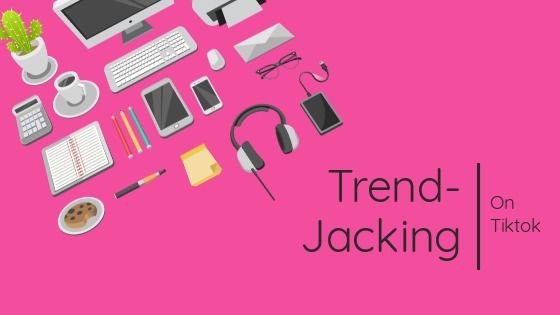 Fondo rosa con símbolos y "Trendjacking" como título