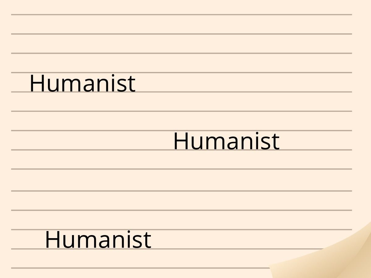 feuille rose avec écris 3 fois humanist