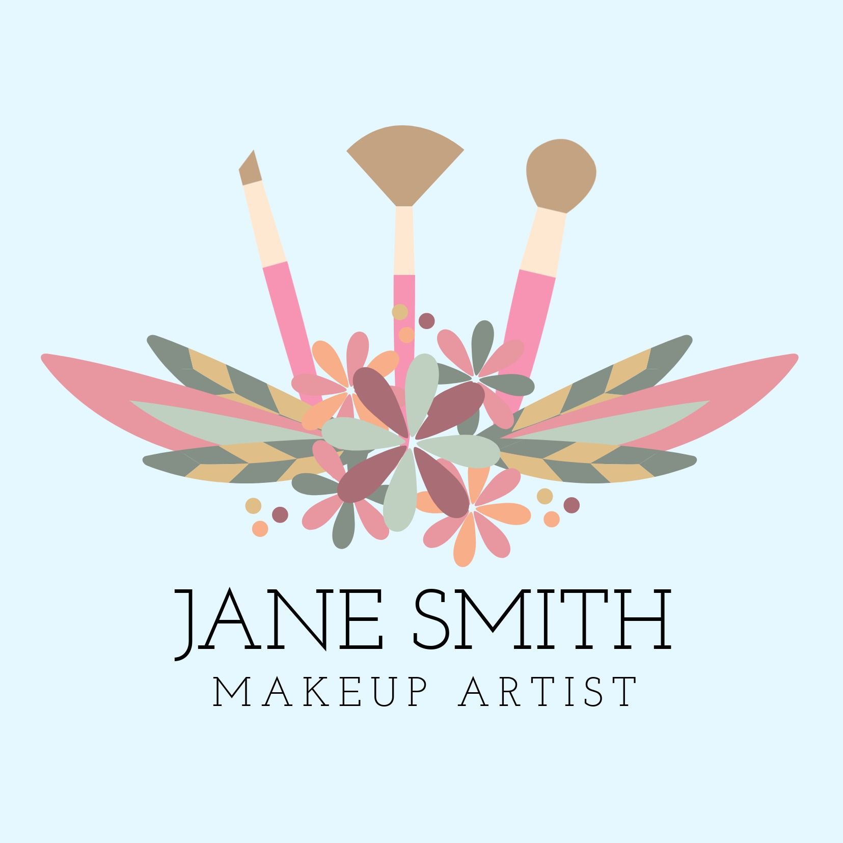 Pastel Jane Smith Makeup Artist Logo und begleitender Text in Slab Serif - Der vollständige Leitfaden zu Schriftarten: 5 wesentliche Schriftarten-Typen in der Typografie - Bild