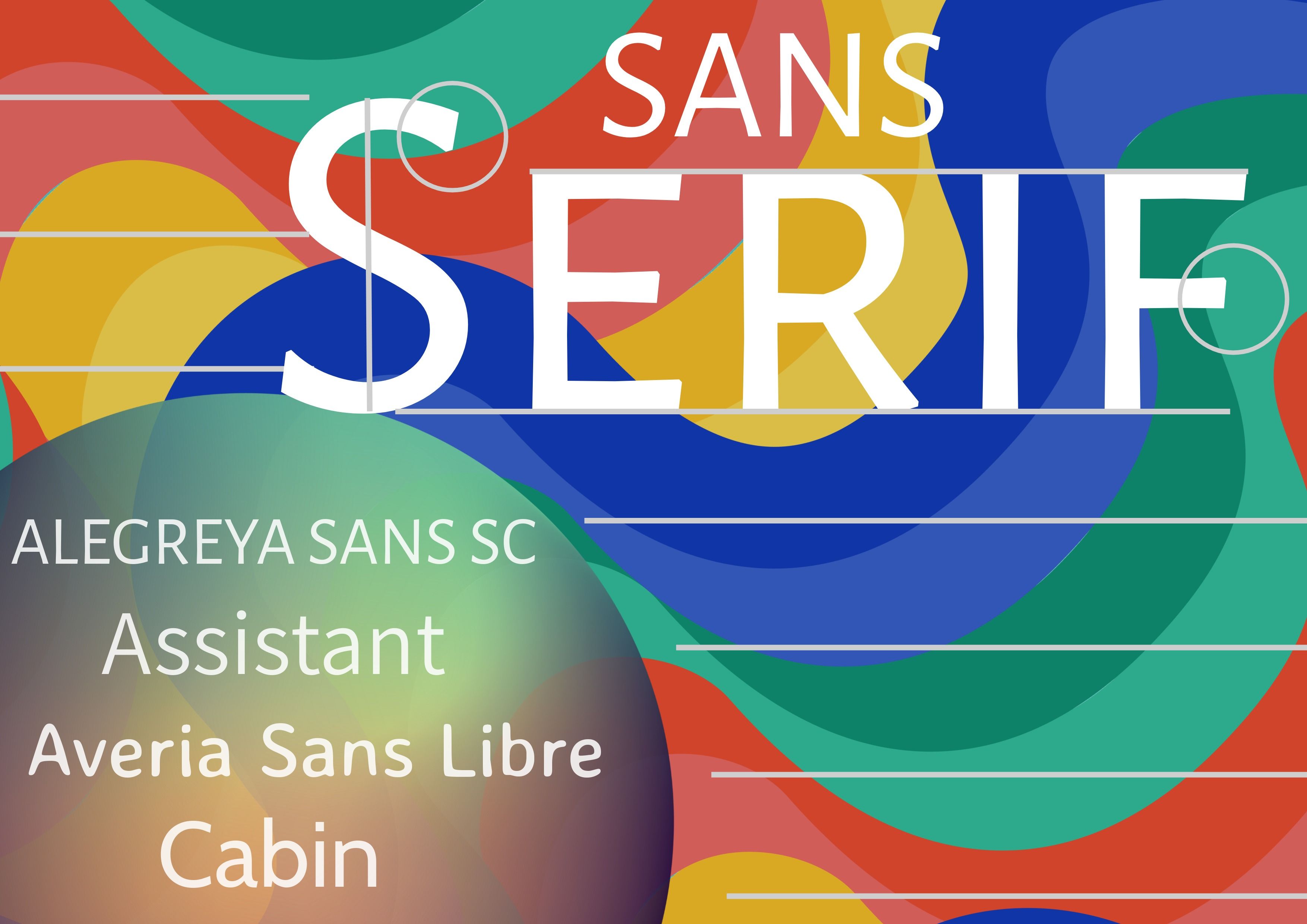 Colorful Sans Serif Font Type Template with 4 examples in white - The complete guide to fonts: 5 essential types of fonts in typography - Image