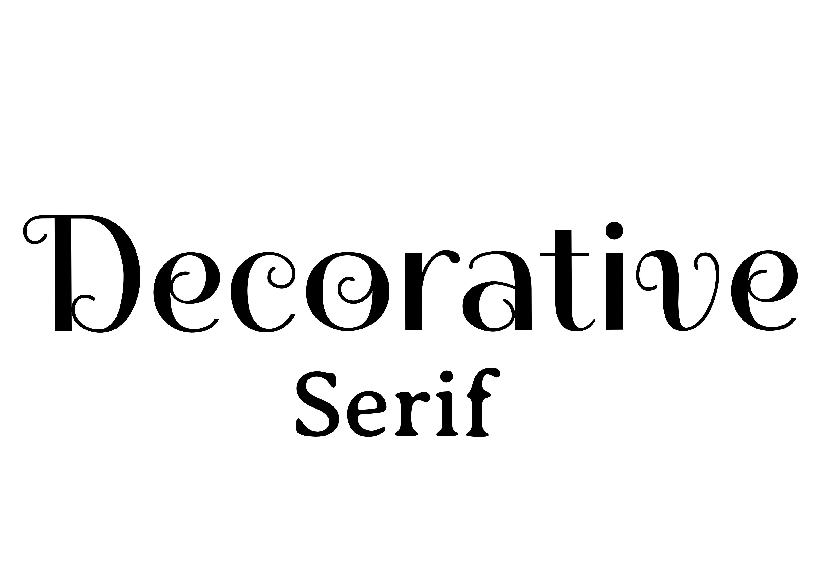 Emparelhamento de Fontes - 'Decorativo' no centro em preto com 'Serif' em preto abaixo, menor - O guia completo de fontes: 5 tipos essenciais de fontes em tipografia - Imagem