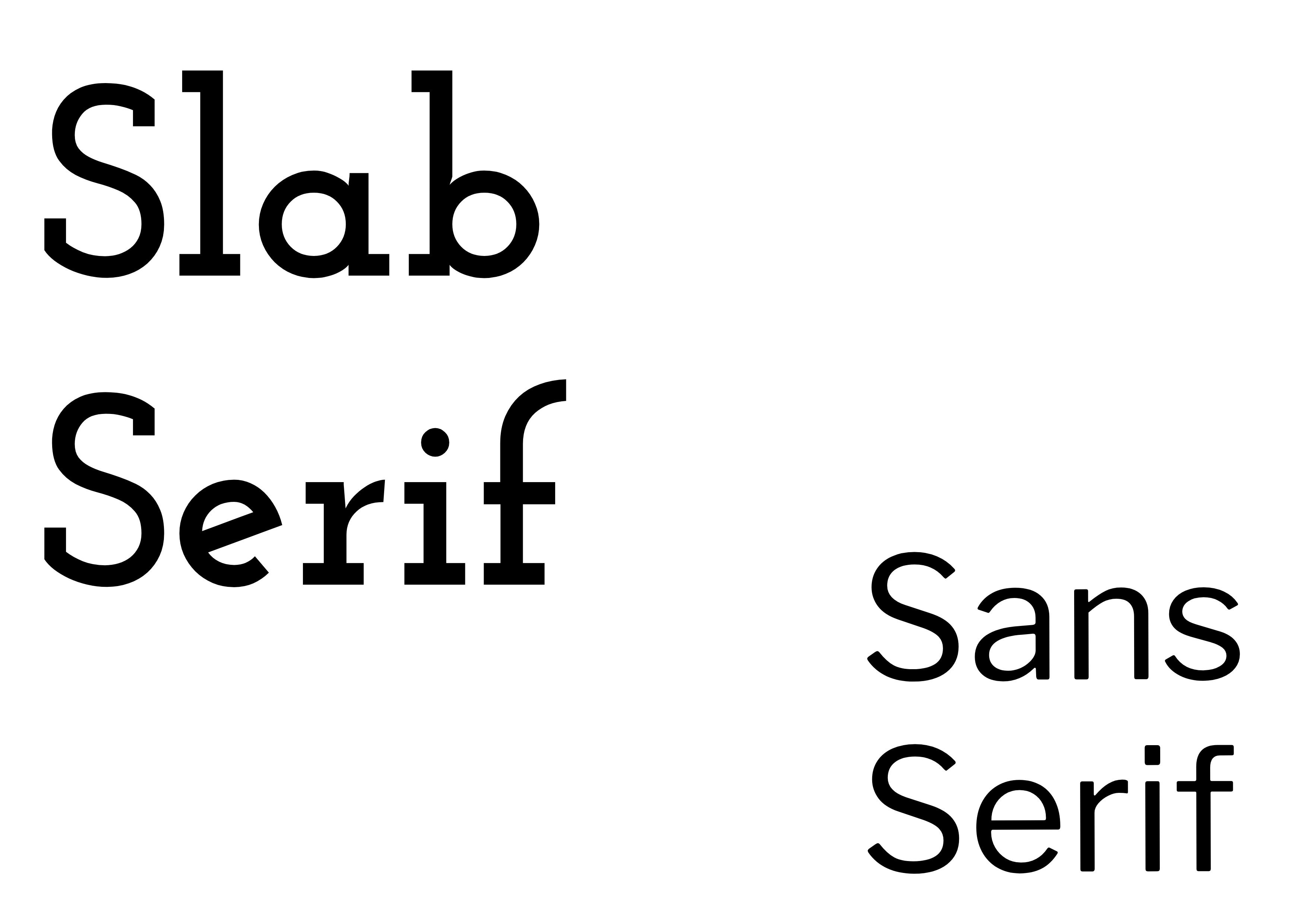 Emparelhamento de Fontes - 'Slab Serif' em negrito preto à esquerda com 'Sans Serif' em preto, menor à direita - O guia completo de fontes: 5 tipos essenciais de fontes em tipografia - Imagem