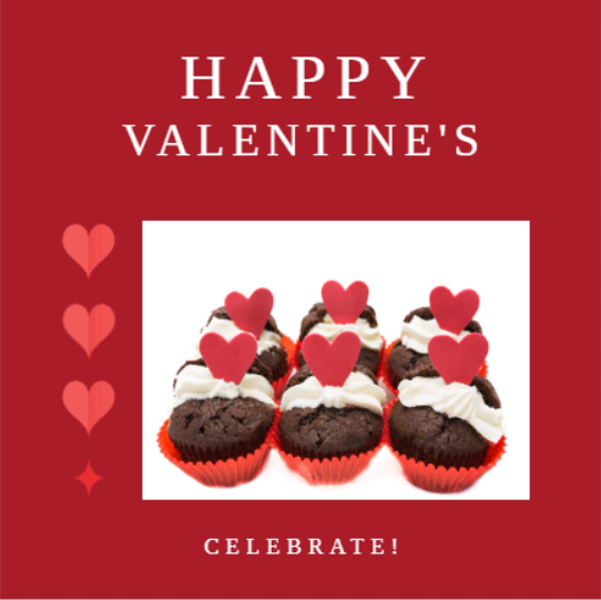 Happy Valentine's Day design with cupcakes - Valentine's Day graphic design inspiration - Image
